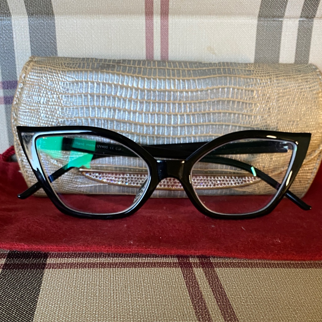 Handmade Exaggerated Cateye Shiny Black Oversized Glasses